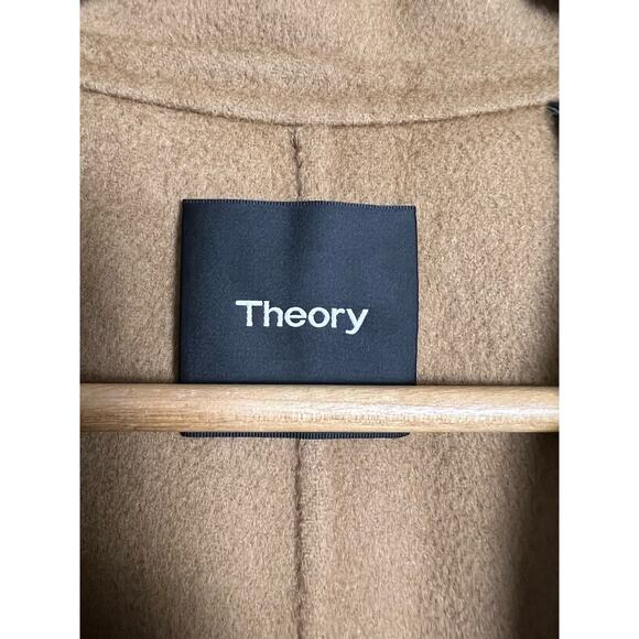 Theory Long Clairene Tan Wool Cashmere Sleeveless Belted Coat Size Petite - Picture 10 of 12